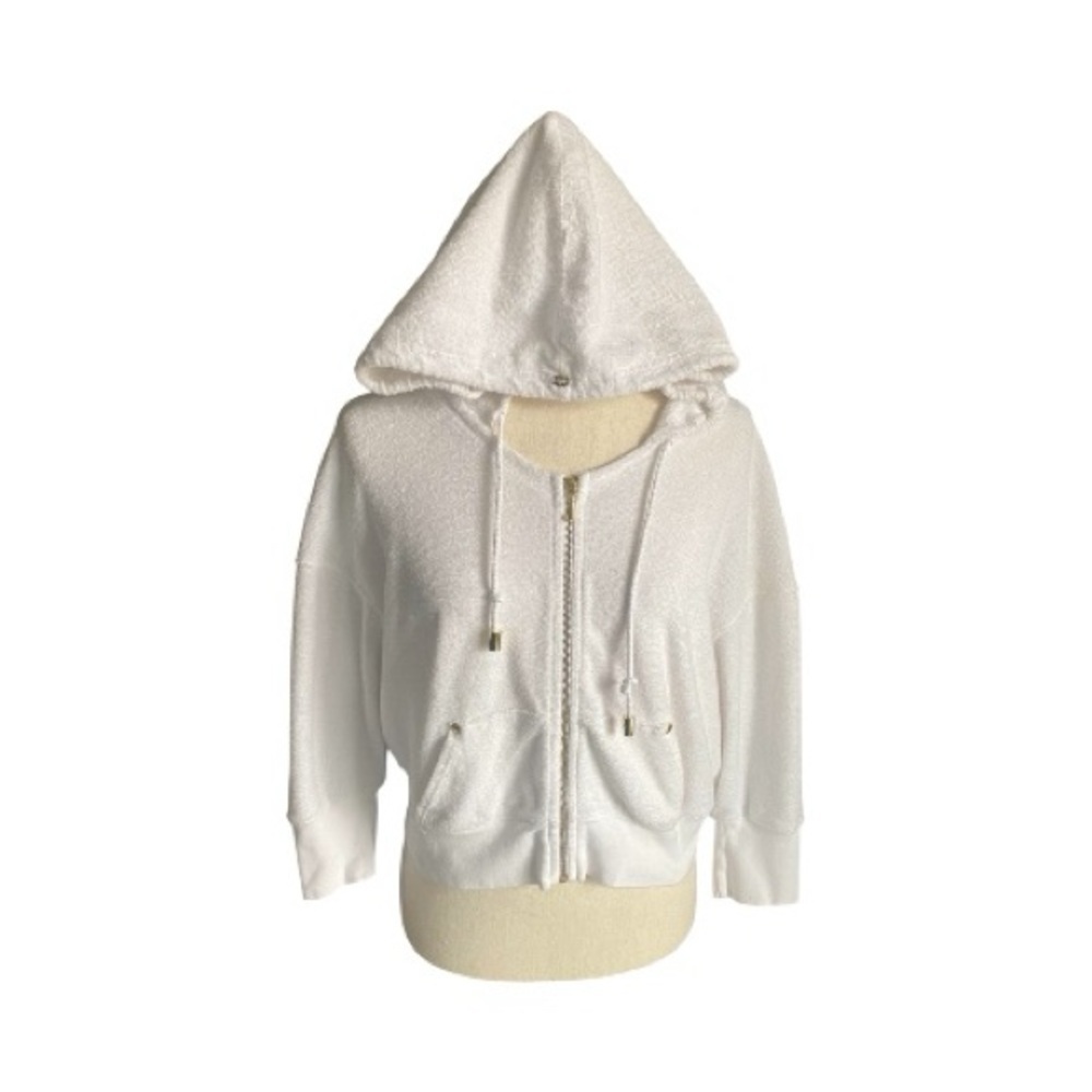 JUICY COUTURE-WHITE ZIP FRONT HOODIE-WOMENS SIZE SMALL